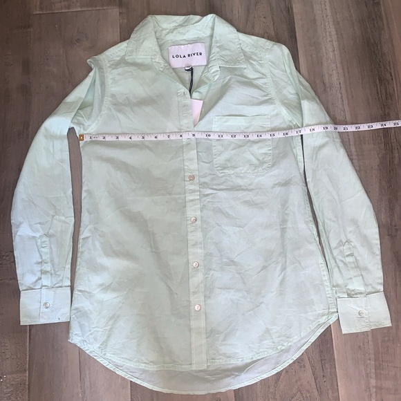 Lola River Button Down Shirt- Light Green - Picture 7 of 10